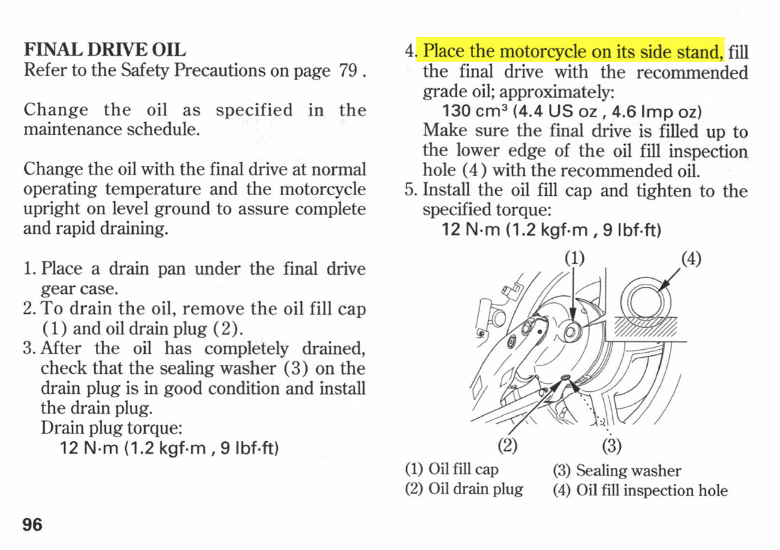 Changing the drive shaft OIL !! | Honda VT1300 Forum